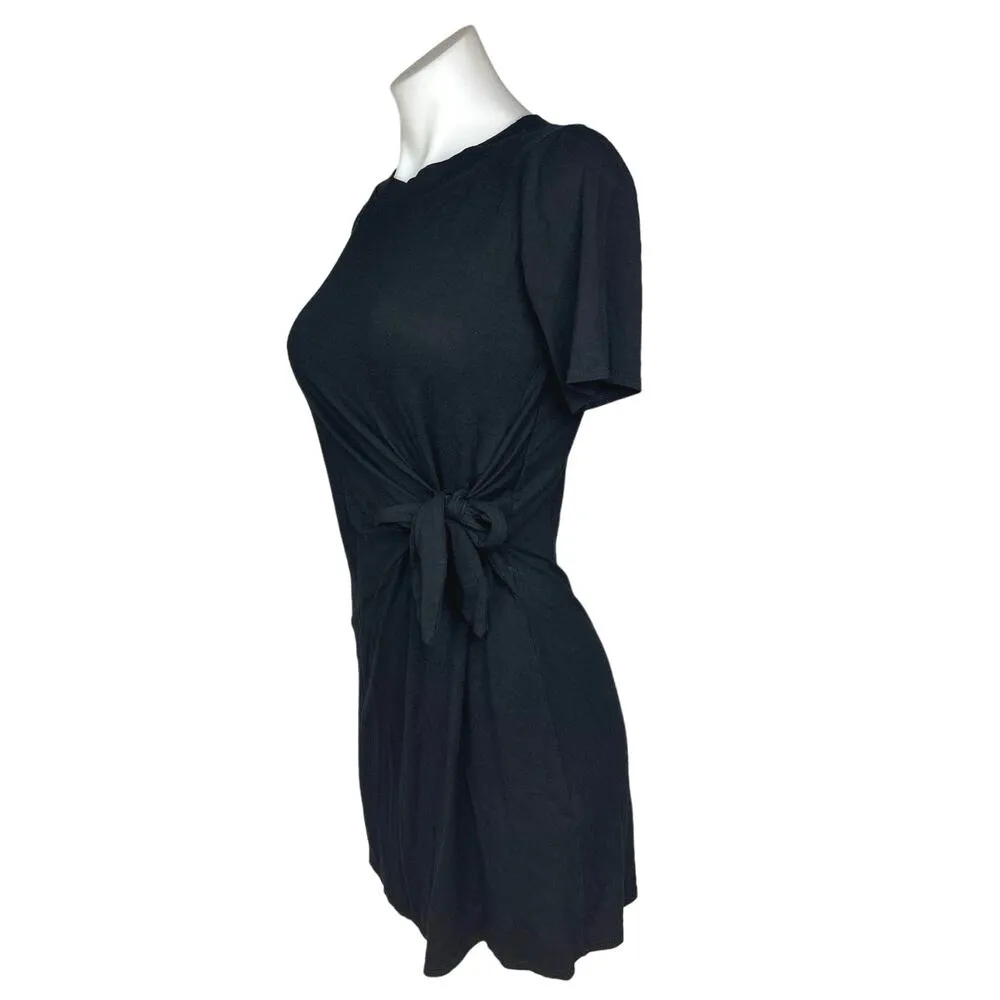 New Look Black Short Sleeve Tie Knot Basic Jersey Tunic T-Shirt Mini Dress Sz 0 - Image 3