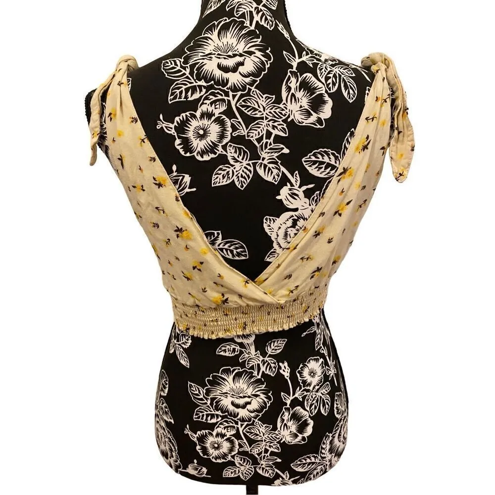 Lottie Moss Floral Cropped Tank Top Beach Coastal Vacation Yellow - Image 2