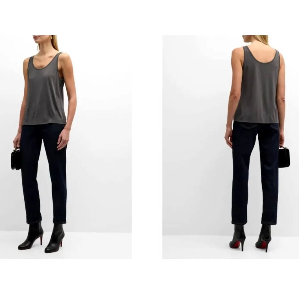 Eileen Fisher Charcoal 100% Silk Relaxed Fit Loose Casual Tank Top Size PP - Image 14