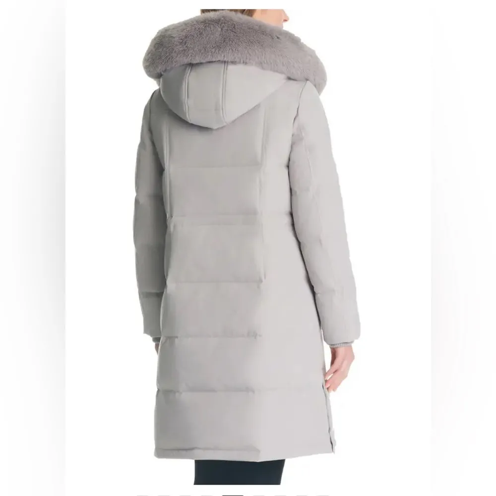 KATE SPADE NEW YORK Longline Quilted Parka With Faux Fur Trim-Light Grey,M, $548 - Image 8