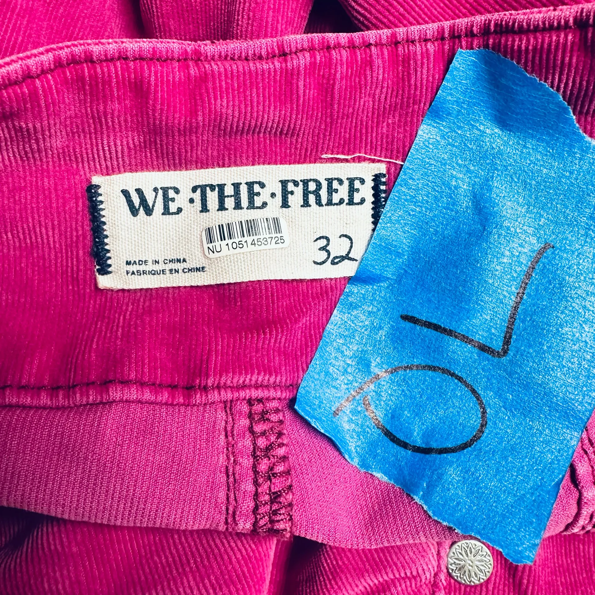 We The Free People Jayde Drawstring Flare Jeans, Size 32, High Rise, Stretch, Fuchsia Pink, Long - Image 9