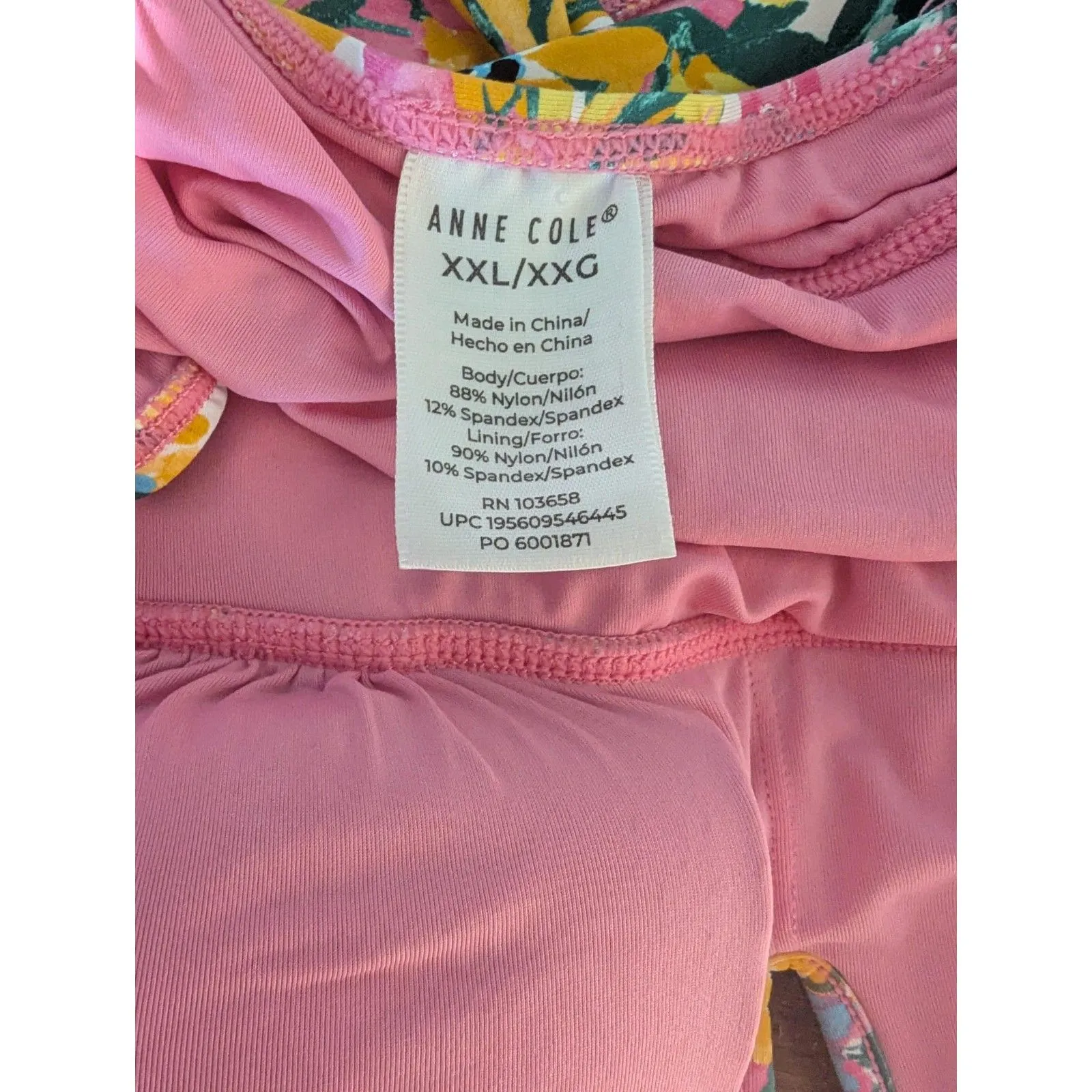 Anne Cole Floral Ruched One Piece Swimsuit Bathing Suit XXL Plus Size - Image 2