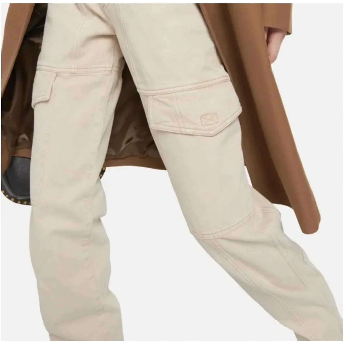 Isabel Marant Etoile Vayoneo Cotton High Rise Cargo Pants Ecru Size 38 / US 8 - Image 15