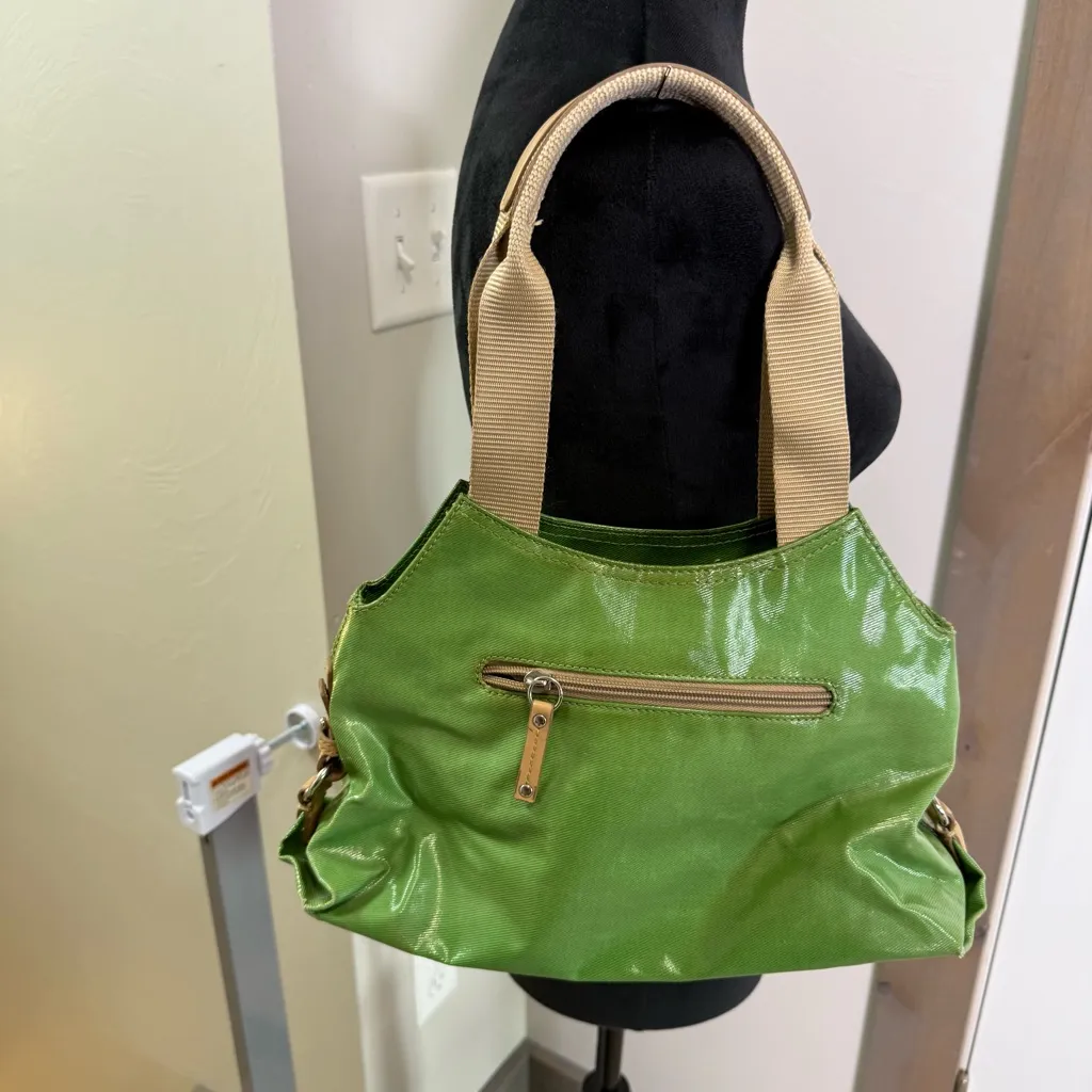 Franco Sarto Retro 70's Coated Canvas Lime Avocado Green Y2K Shoulder Bag Purse - Image 4