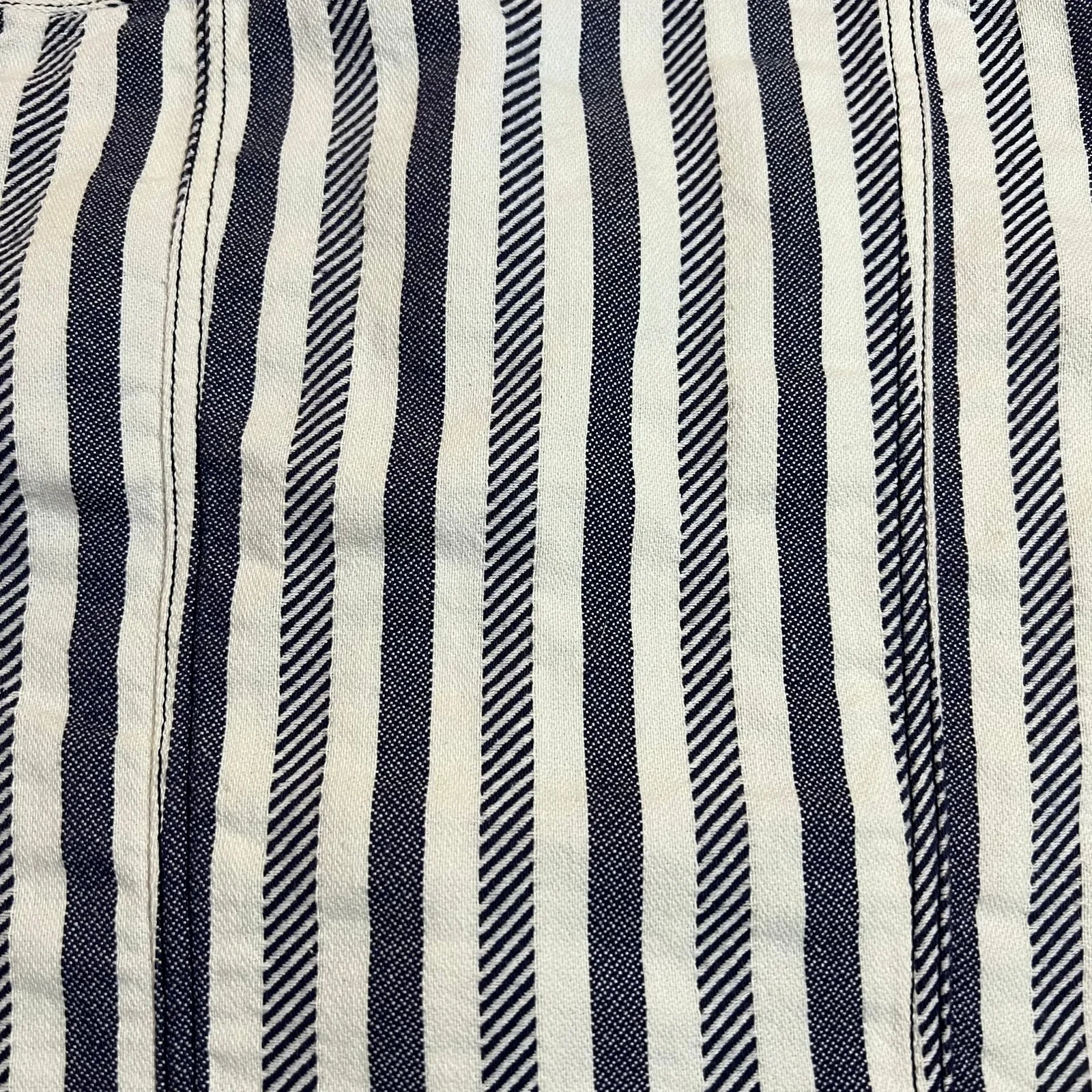 Hinge Stripe Cropped Soft Fabric Denim Jacket Size Small Coastal Nautical Casual - Image 7