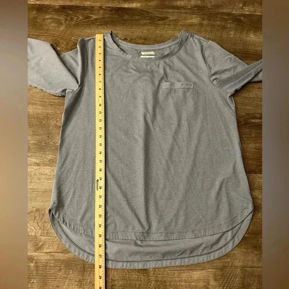 Columbia Women Large Gray Striped Shirt Outdoor Long Sleeve Round Neck - Image 3