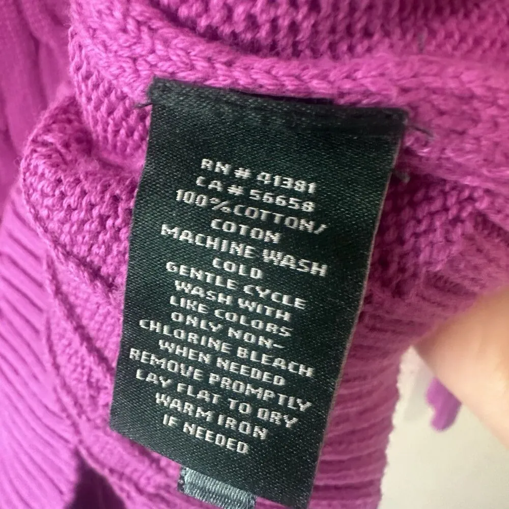 Lauren Ralph Lauren Purple Cable Knit Fisherman Preppy Sweater Size XS - Image 3