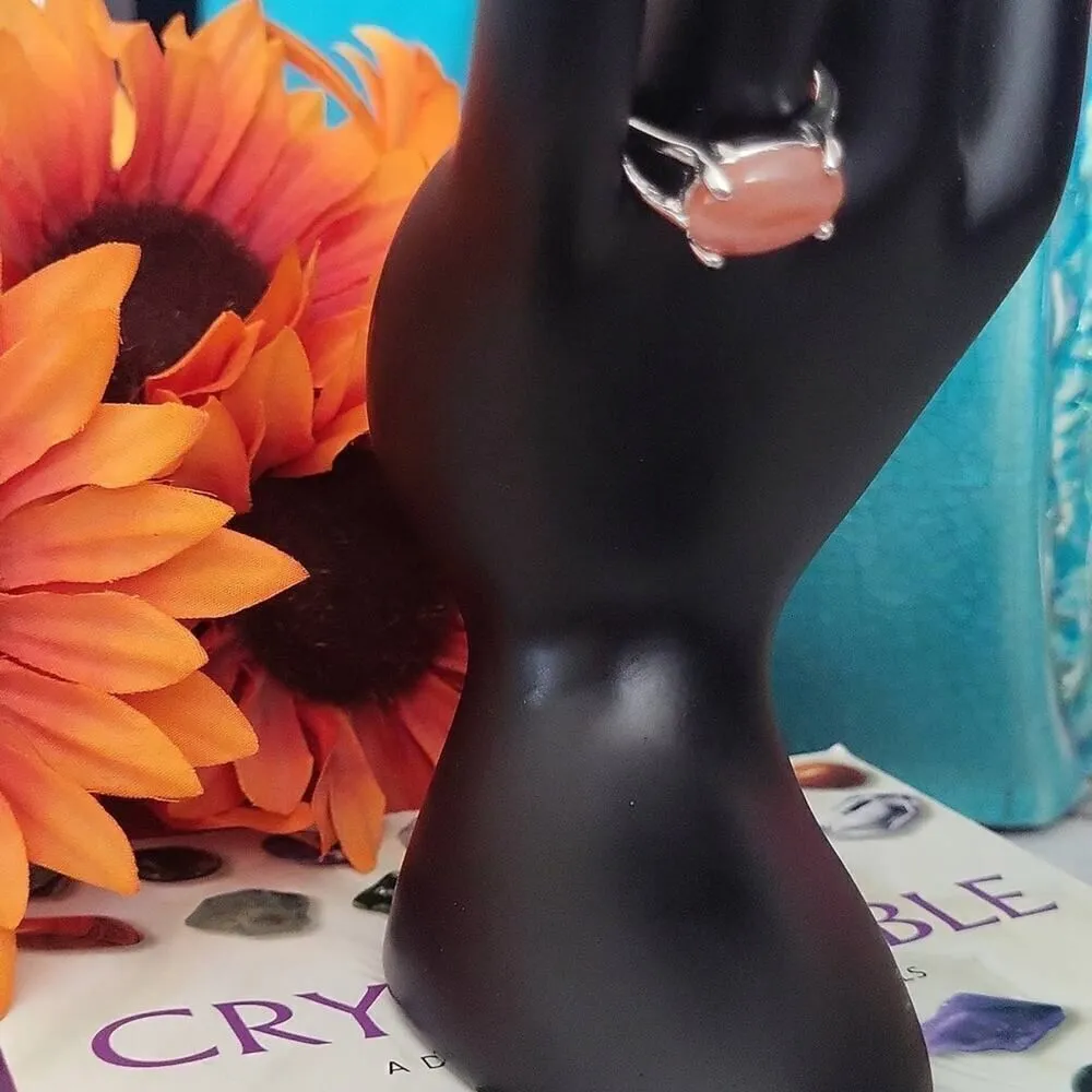 Natural Crystal Agate Silver Plated Ring Size 7.5 Orange - Image 8