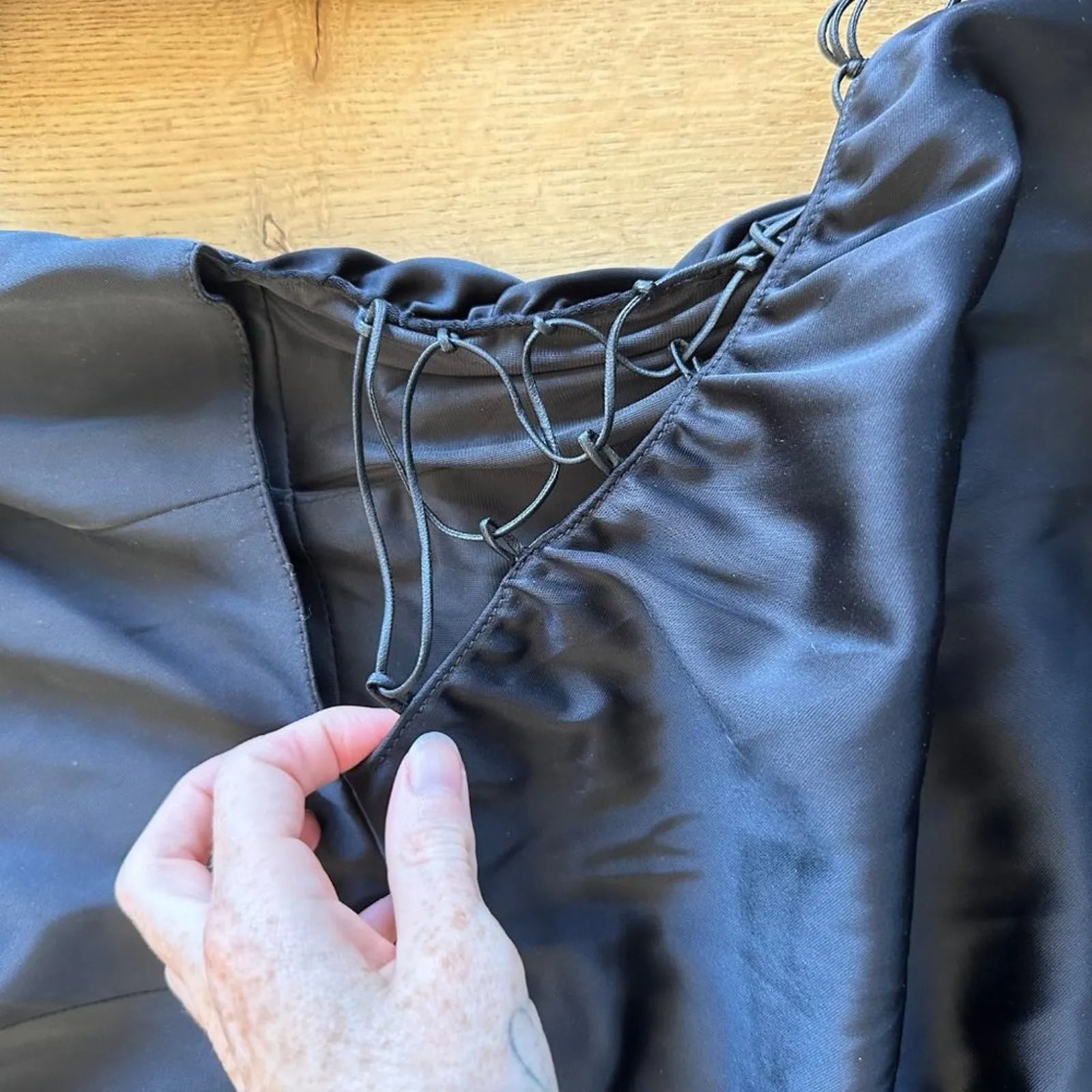 Nana Jacqueline Michelle Fur Trim Mini Dress in Black - Image 2