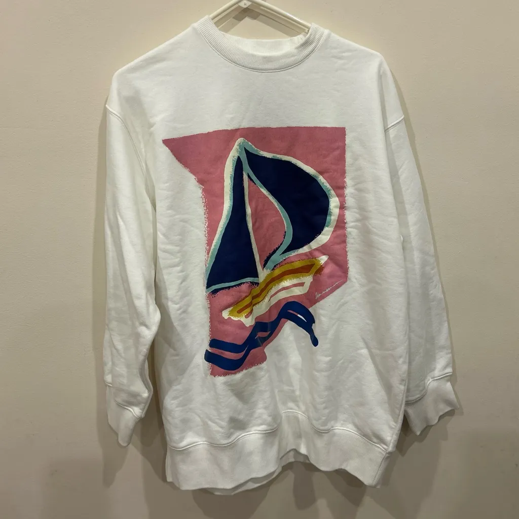 Zimmermann High Tide Sailboat Print French Terry Sweatshirt Size AU 1 New Read - Image 2