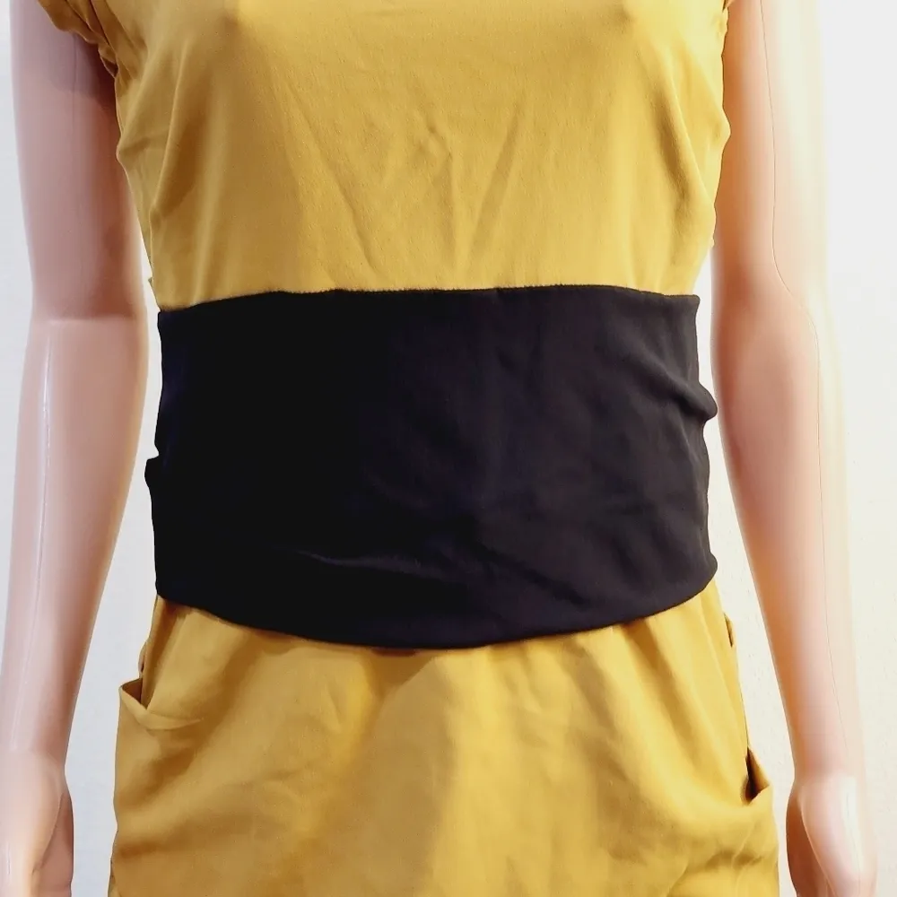 Nicole Miller Collection Silk Mustard & Black Cocktail Dress Size: 8 - Image 3