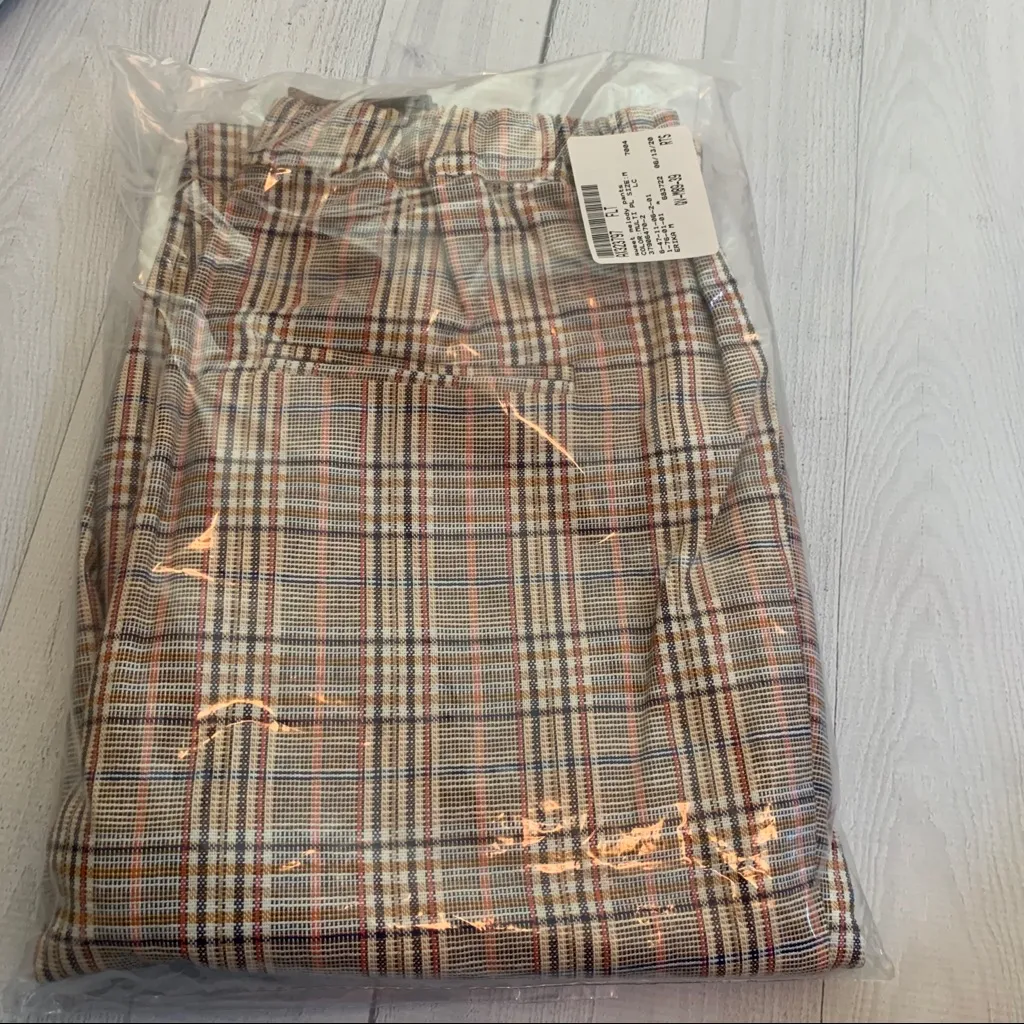 Lost + Wander Sweet Melody Ankle Pants Medium Plaid Pink Cream High Waist NWT - Image 3