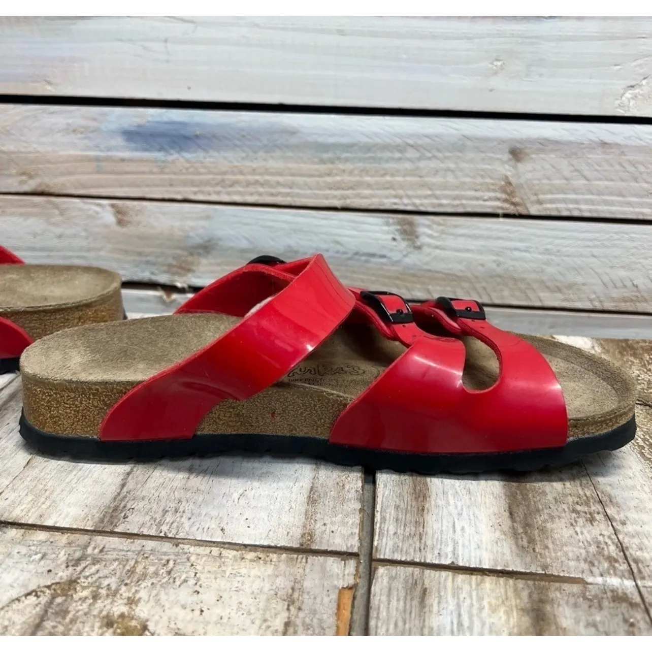 Birkenstock Florida Sandals Havana Red Patent Birko-Flor W Sz 7 (EU 38) Narrow - Image 6