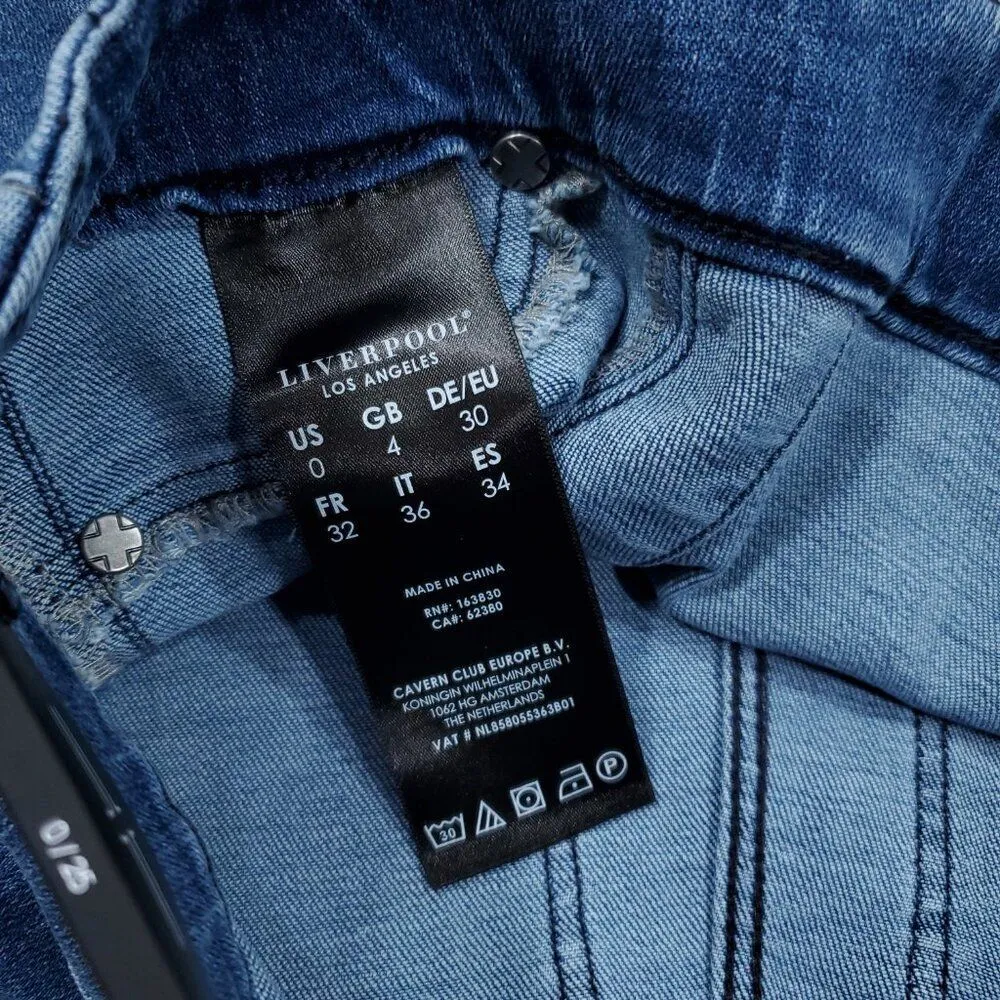 Liverpool Chloe Pull On Stretch Jean Shorts Size 0 25 Blue Rolled - Image 5