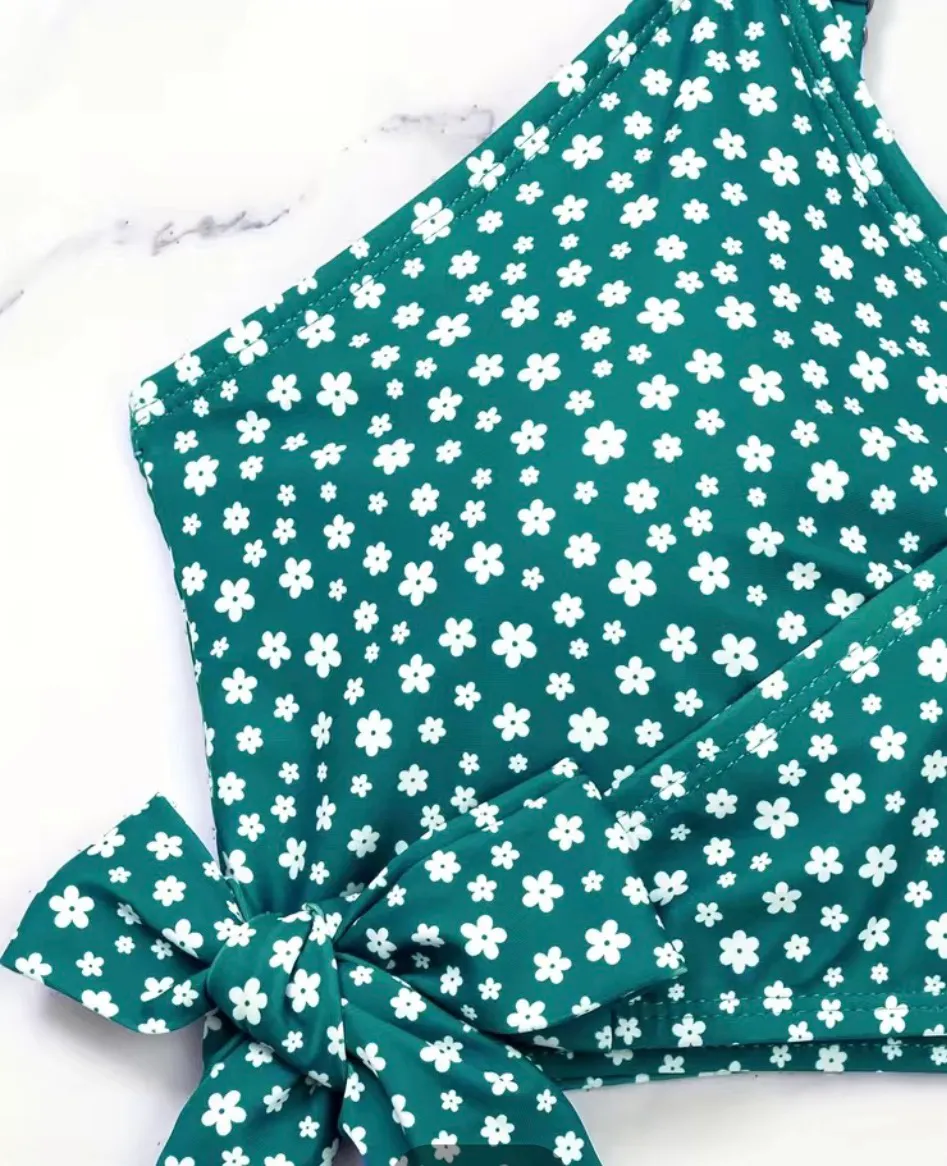 New Wrap Front / High Waisted Bikini Green Size L - Image 5