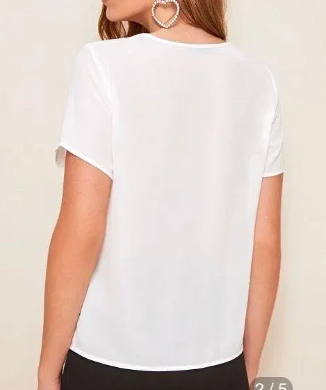 SheIn Solid Mesh Insert Top - Image 2