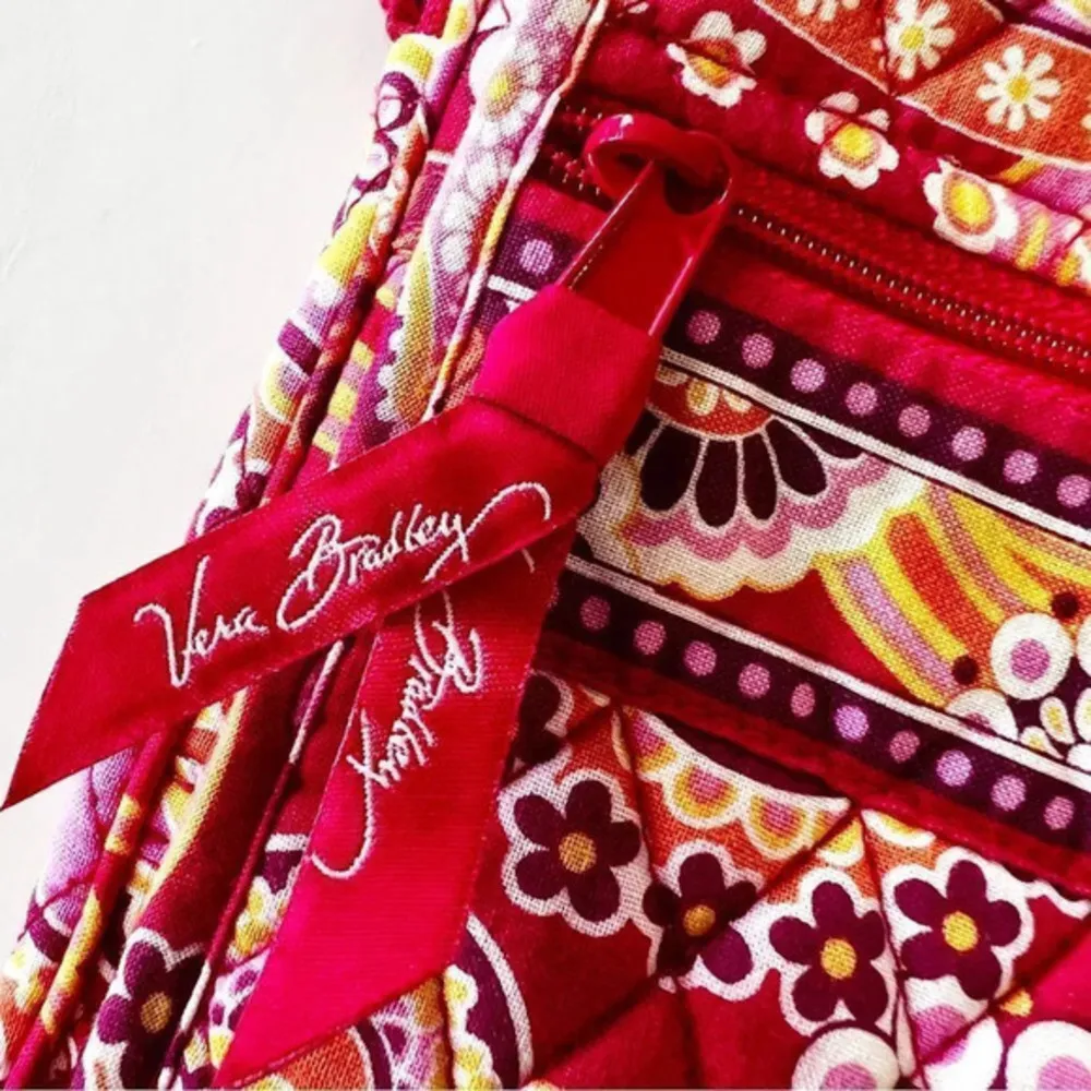 Vera Bradley Mini‎ Crossbody Pink Orange Red Purse Wallet - Image 4
