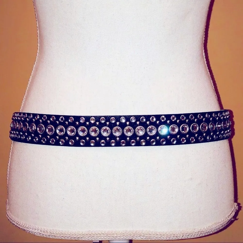 💥Crystal Studded Leather Belt Size L - Image 9