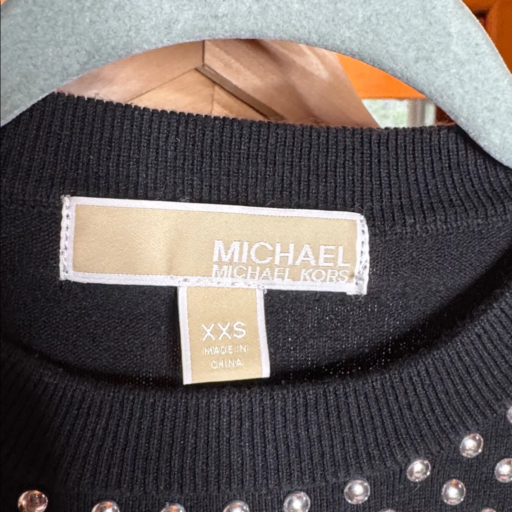 Michael Kors Black Long Sleeve Studded Sweater Dress Size XXS - Image 9