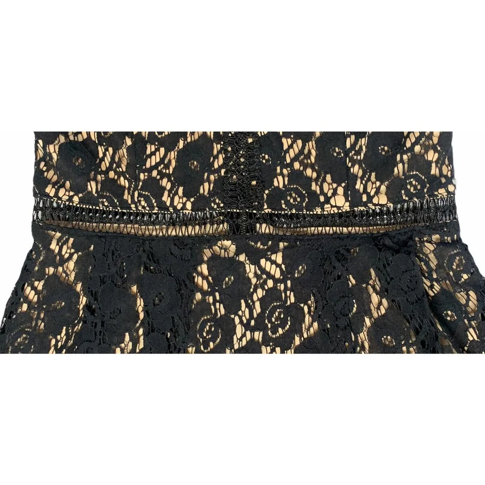 NEW Francescas Miami Xander Black Lace V Neck Fit & Flare Dress Exposed Zipper M - Image 3