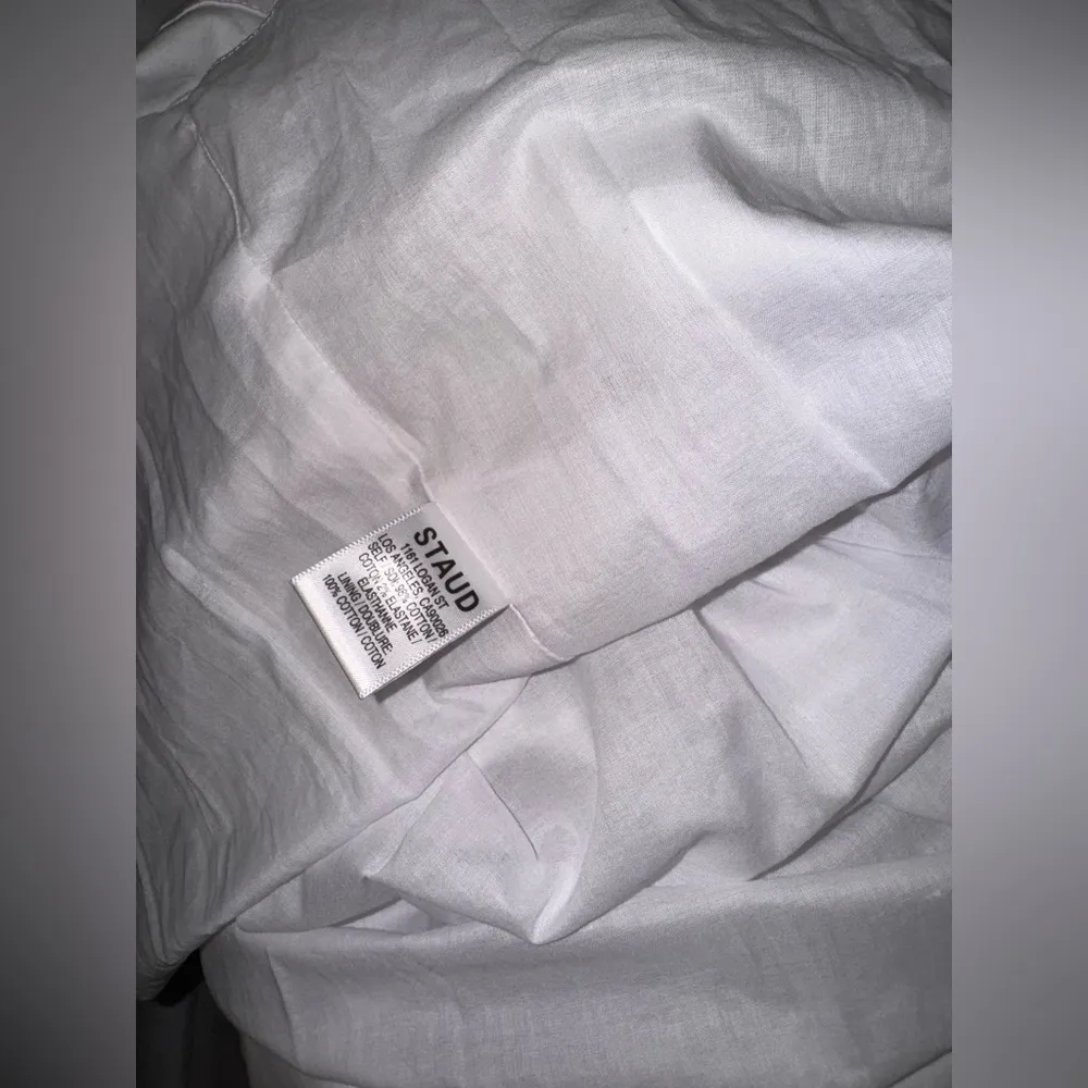 NWOT STAUD Landry Shoulder-Tie Smocked Cotton Maxi White Dress sz L - Image 11