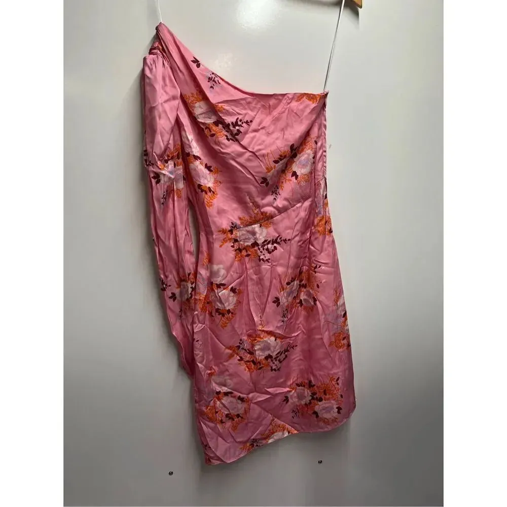 Les Reveries Floral Print One shoulder dress Pink Size 0 - Image 4