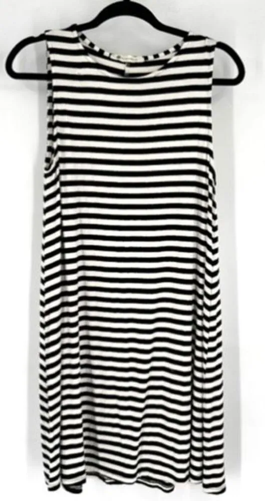 The Impeccable Pig Womens Striped Summer Mini Dress Black White Size Large - Image 1