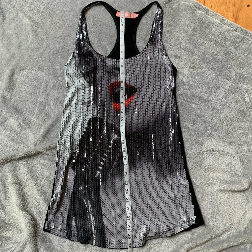 Cyber Y2K Sequined Leisel French Mini Dress Silver Size M - Image 6