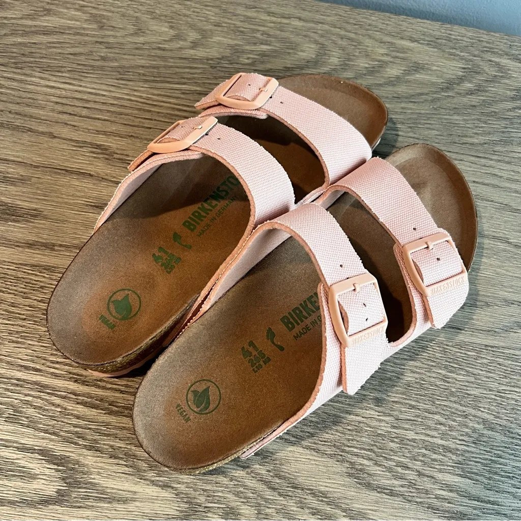 Birkenstock NWOT Arizona Vegan Soft Pink Canvas Size 41 Sandals Slip On Shoes - Image 5