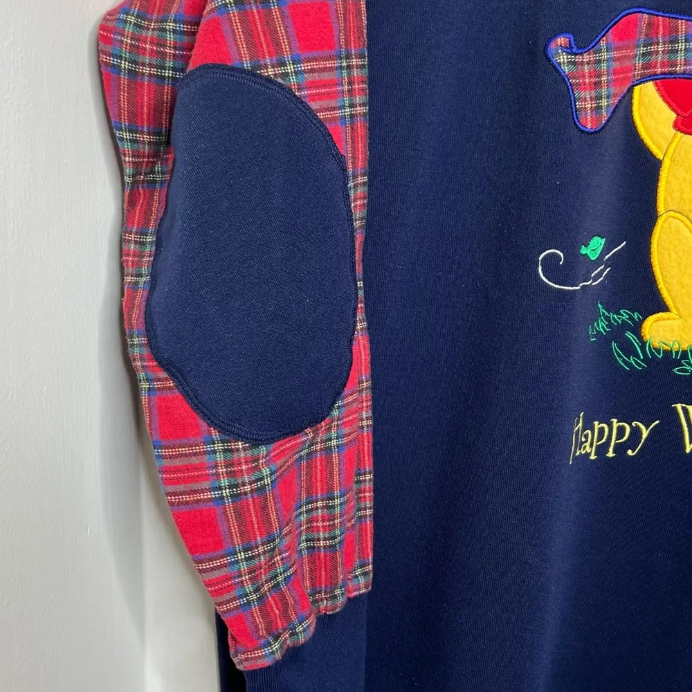 Vintage 90s Pooh Bear Nightgown One Size Happy Windsday Flannel Sleeves Blue - Image 5