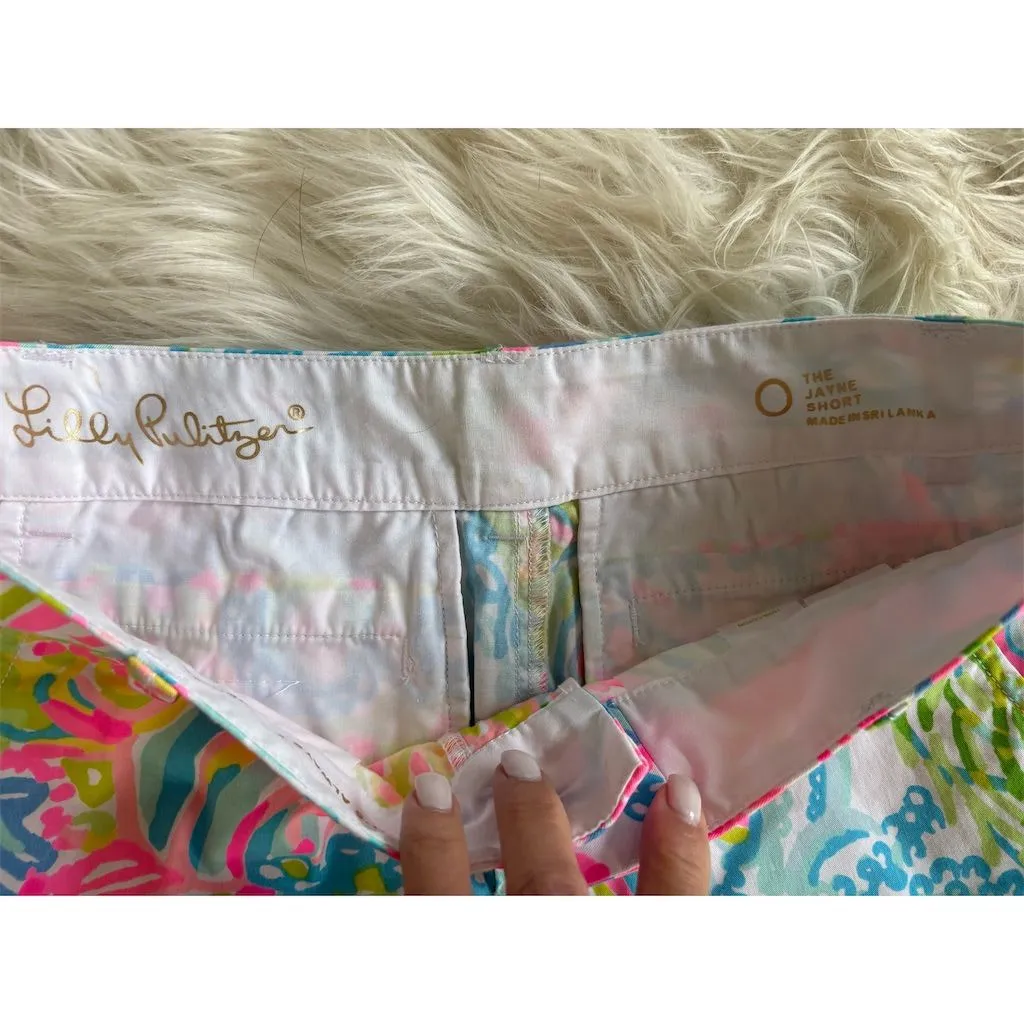 Lilly Pulitzer Women's Jayne Chino Shorts Size 0‎ Lovers Coral Print New - Image 3