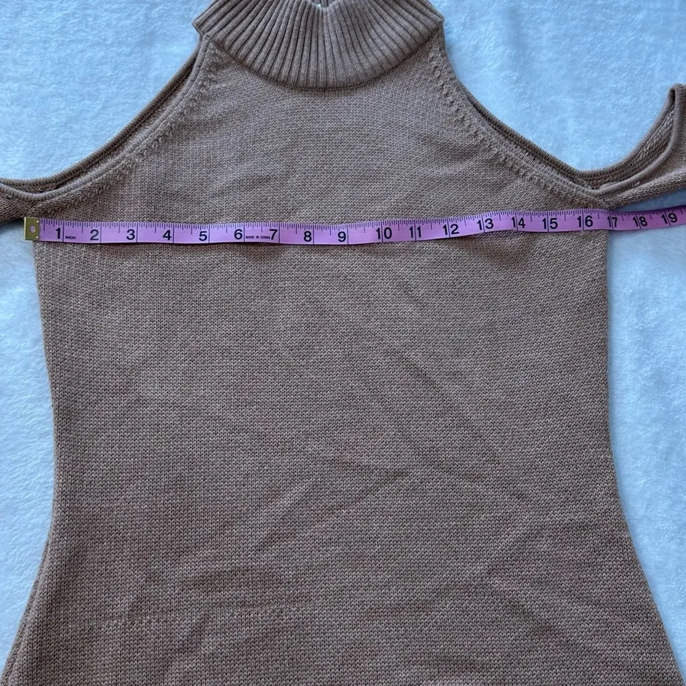 Jonathan Simkhai Loopy Yarn Cold Shoulder Pullover Tan Turtleneck Sweater - Image 4