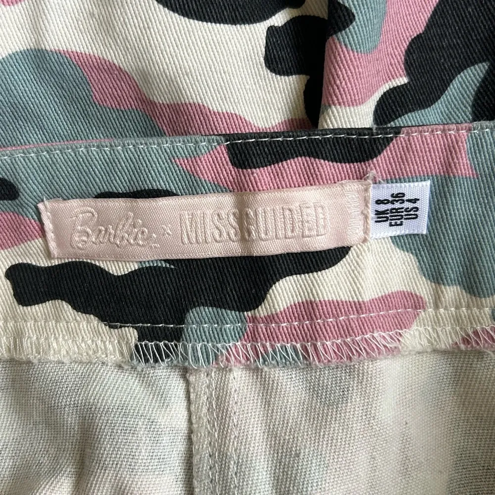 Missguided Barbie high rise pink camouflage high rise raw hem retro army shorts - Image 11