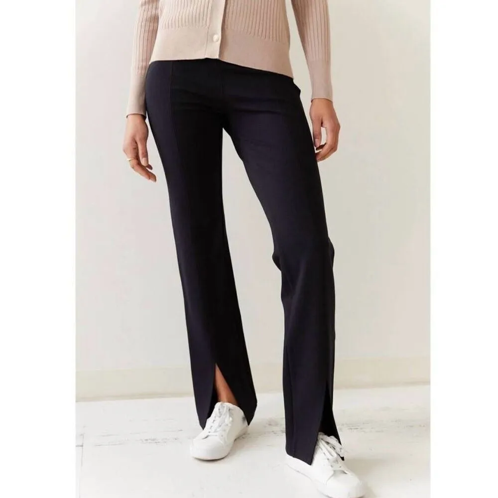 Meimeij Flared Split Hem Black Pull On Seamed Trouser Pants Size 46 Size L - Image 3
