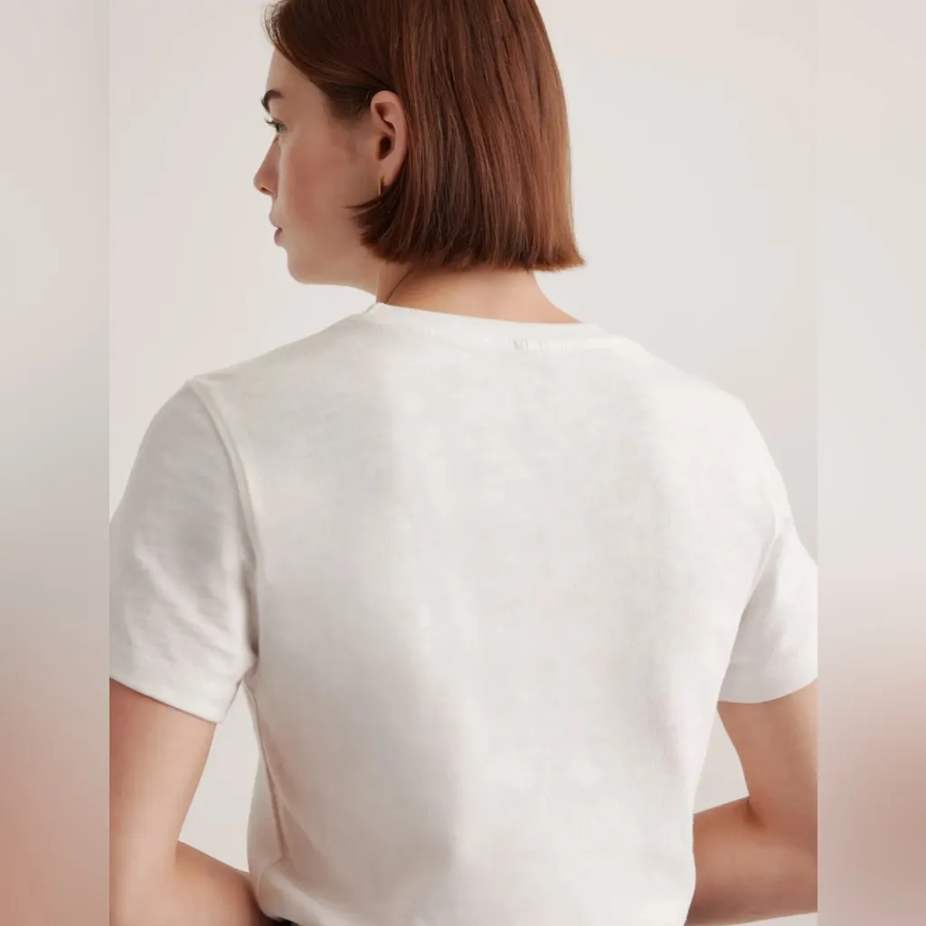 Quince women’s 100% Organic Cotton Slub Crewneck Tee white Size M NWT - Image 3