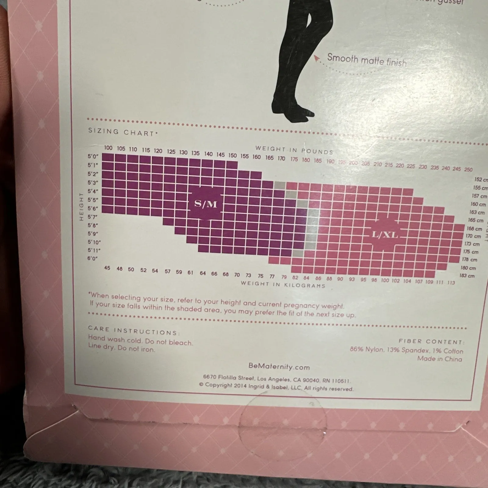 BeMaternity Opaque Pantyhose Tights Black Size L/XL Style 1269 Ebony Pregnant - Image 7