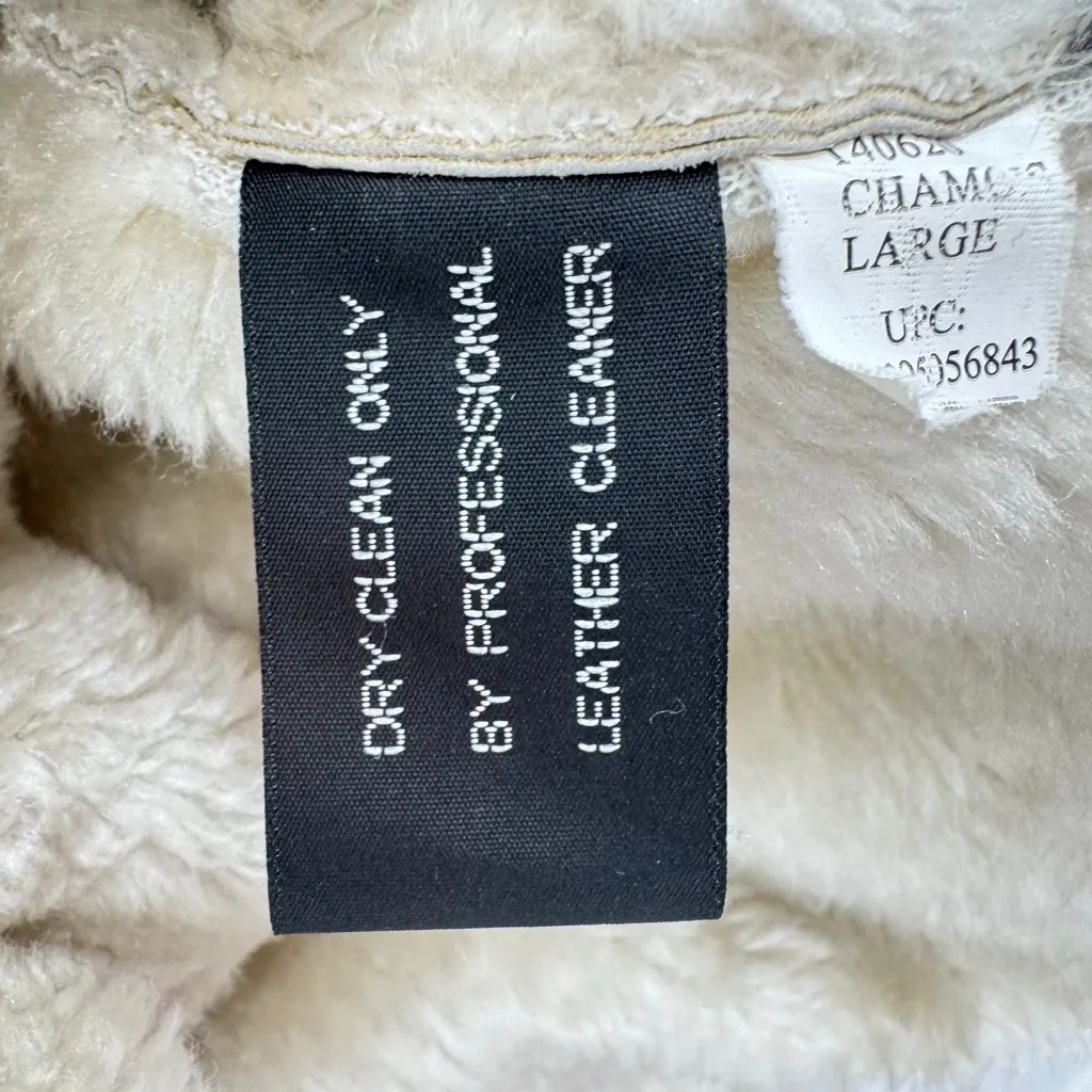 Penny Lane Coat Vintage 90s Y2K Beige Suede Sherpa Lined Button Front Pockets L - Image 8