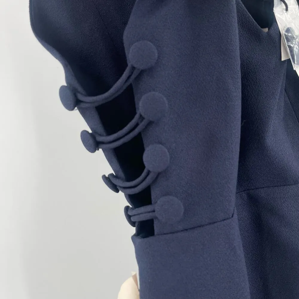 FAME AND PARTNERS Dress Size 0 Maxi Gown Navy Side Slit Buttons Evening NWT - Image 15