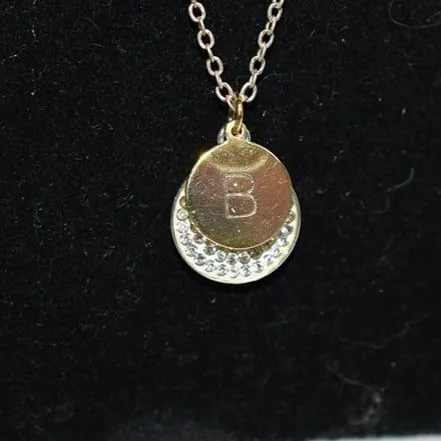 Classic Chic Round Crystal Initial B Pendant Everyday Necklace - Image 4