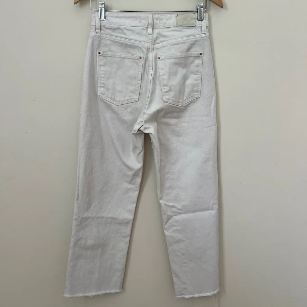 Zara Womens Ecru Cropped Jeans Size 4 - Image 4