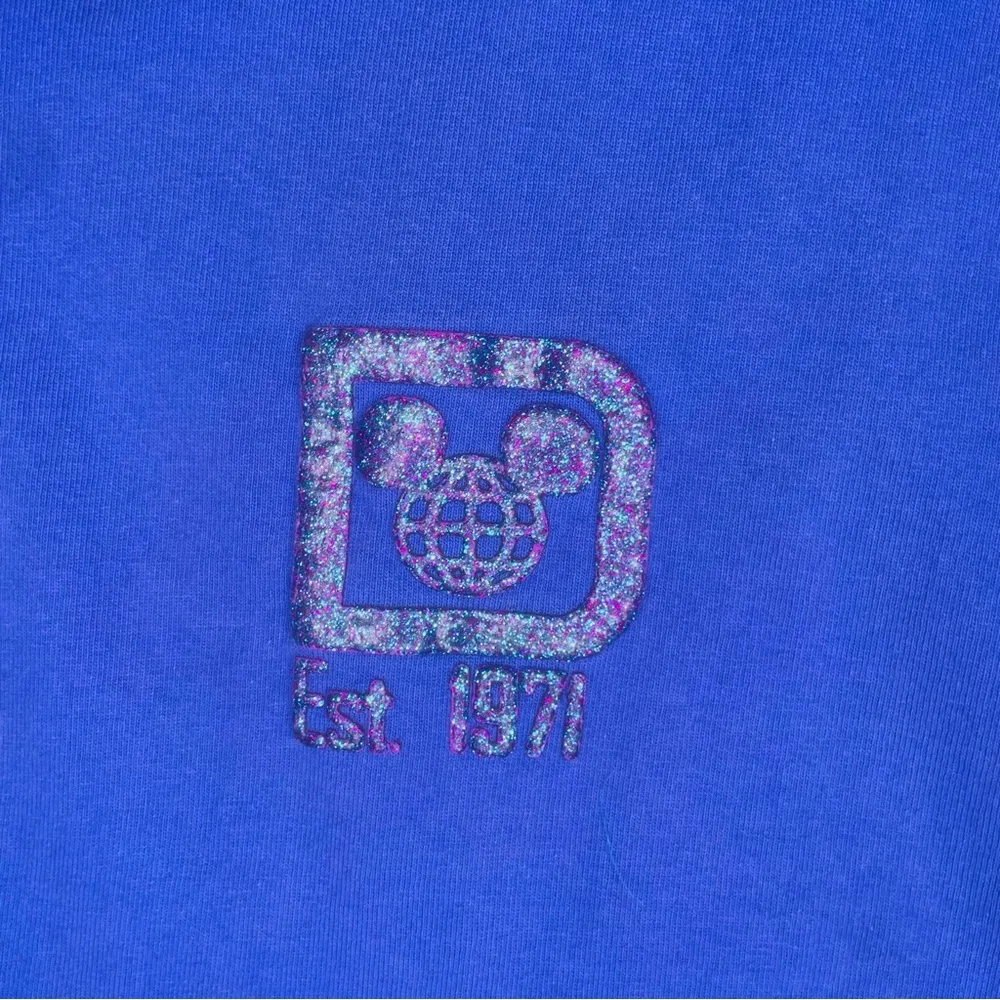 Walt Disney world Parks Spirit Jersey purple Raised Glitter sweatshirt sweater s - Image 2