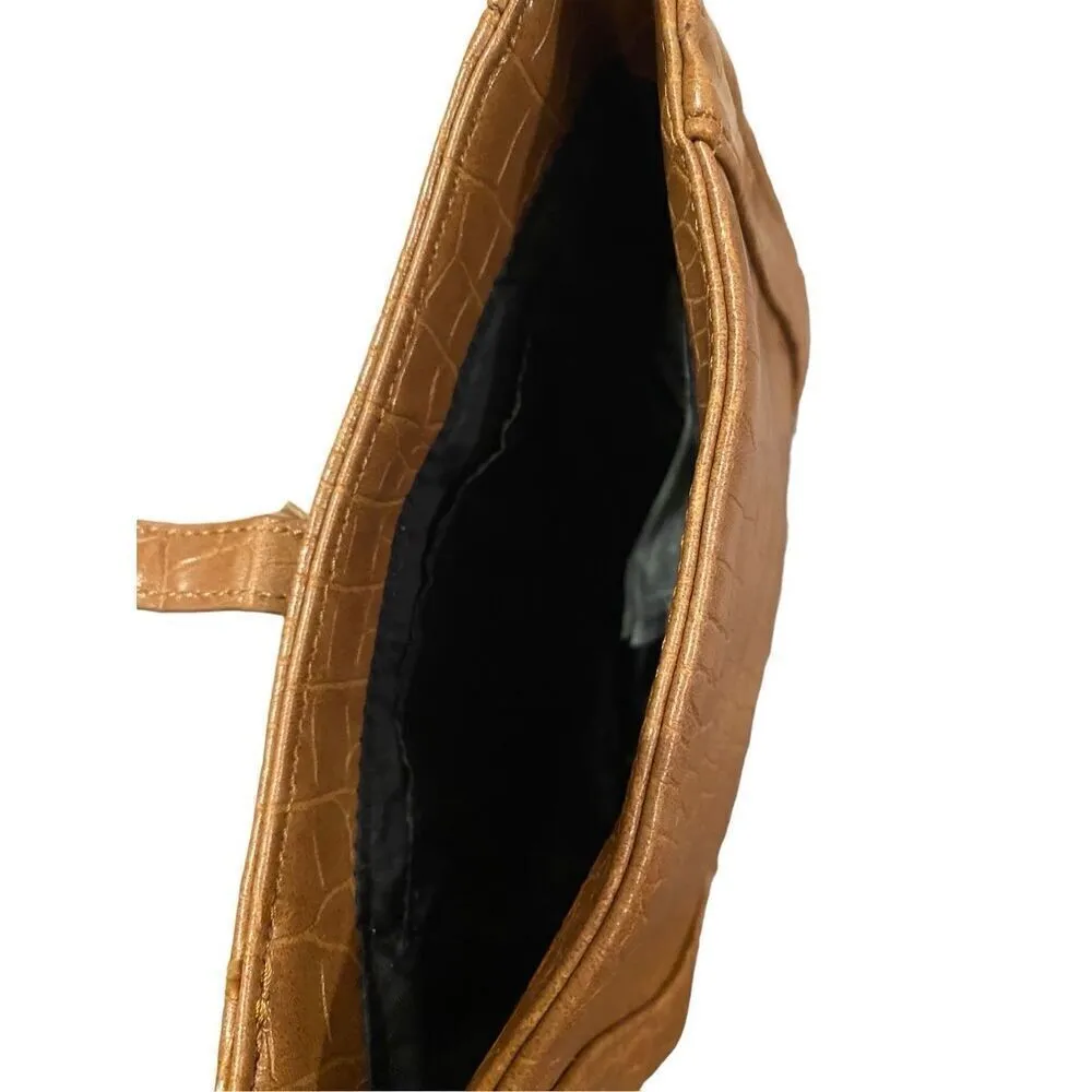 Brown Faux Leather Crossbody Shoulder Bag Purse Preppy - Image 7