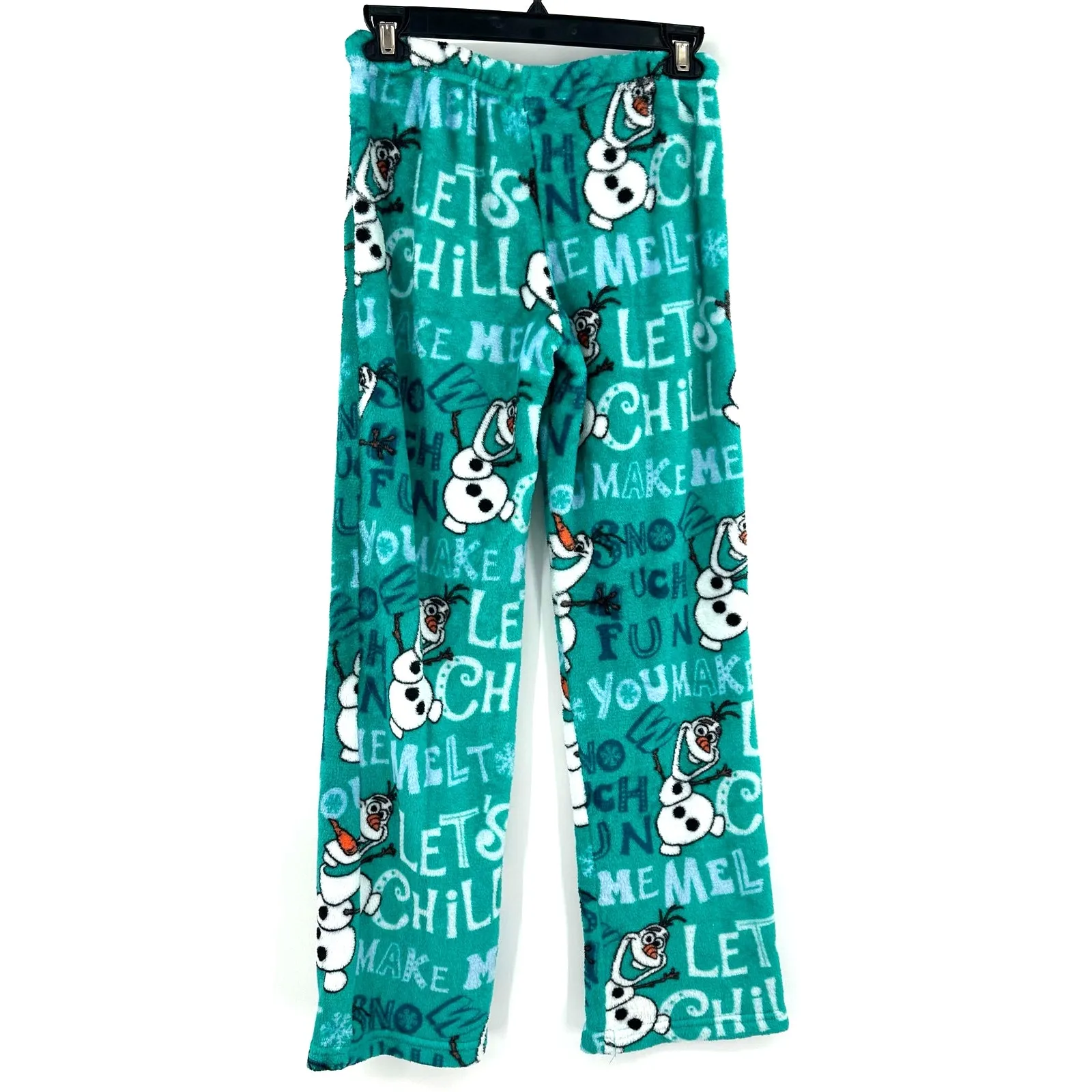 Disney Size Small Pajama Pants Green Olaf Frozen‎ Fleece PJs Sleepwear Cozy Soft - Image 2