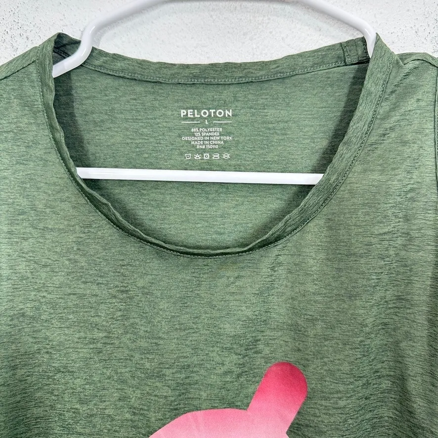 Peloton Women Olive Green Tank Top Together We Go Far Graphic Activewear Size L - Image 5