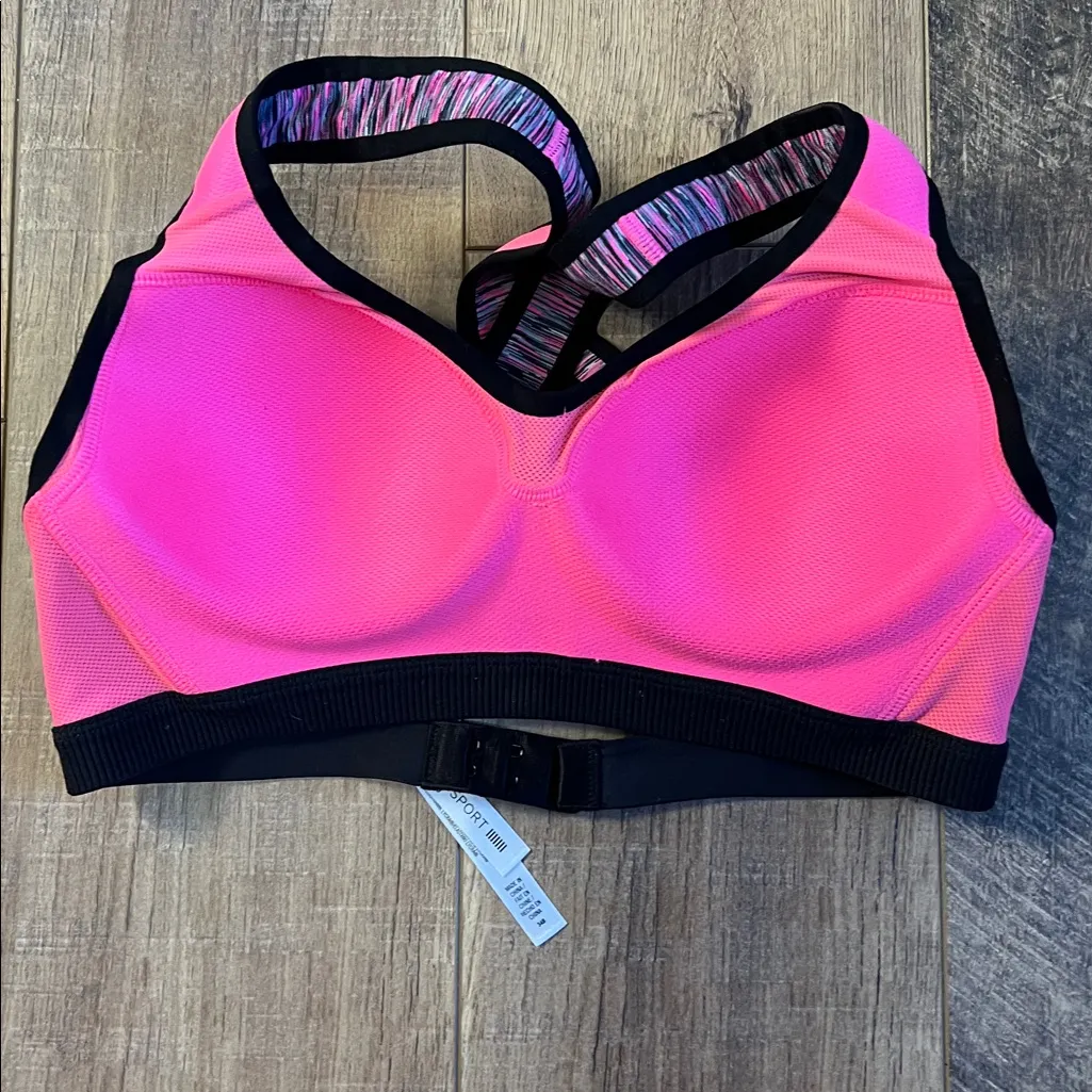 VSX Sport Women’s Cross Back Padded Underwire Sports Bra Pink & Black - Image 11