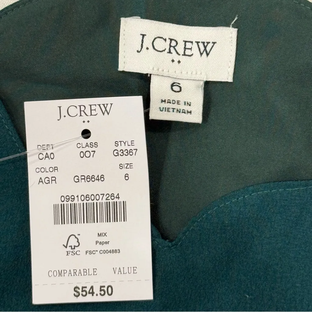 J.Crew Scalloped Tank Top Cami Evergreen Teal Size 6 Classic Holiday Preppy Chic - Image 7