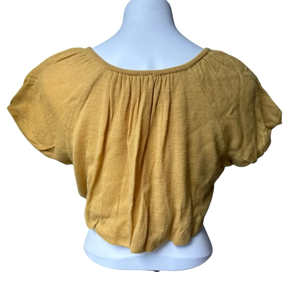 Anthropologie Moth Wool Cropped Cardigan Sweater, Sz M Yellow Size M - Image 3