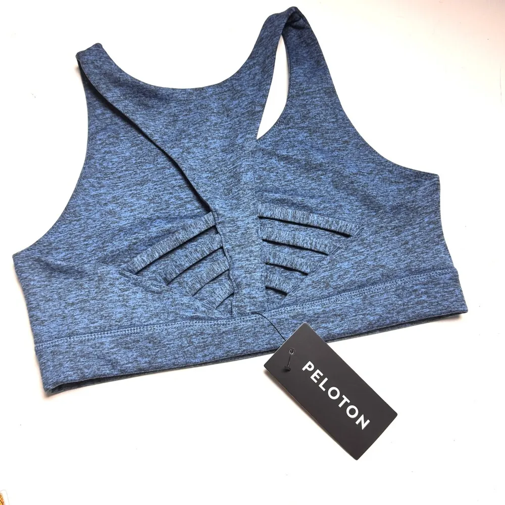 Peloton Women's Logo Athletic Sporty Gym Heathered Strappy Workout Bra Sz S NWT - Image 5