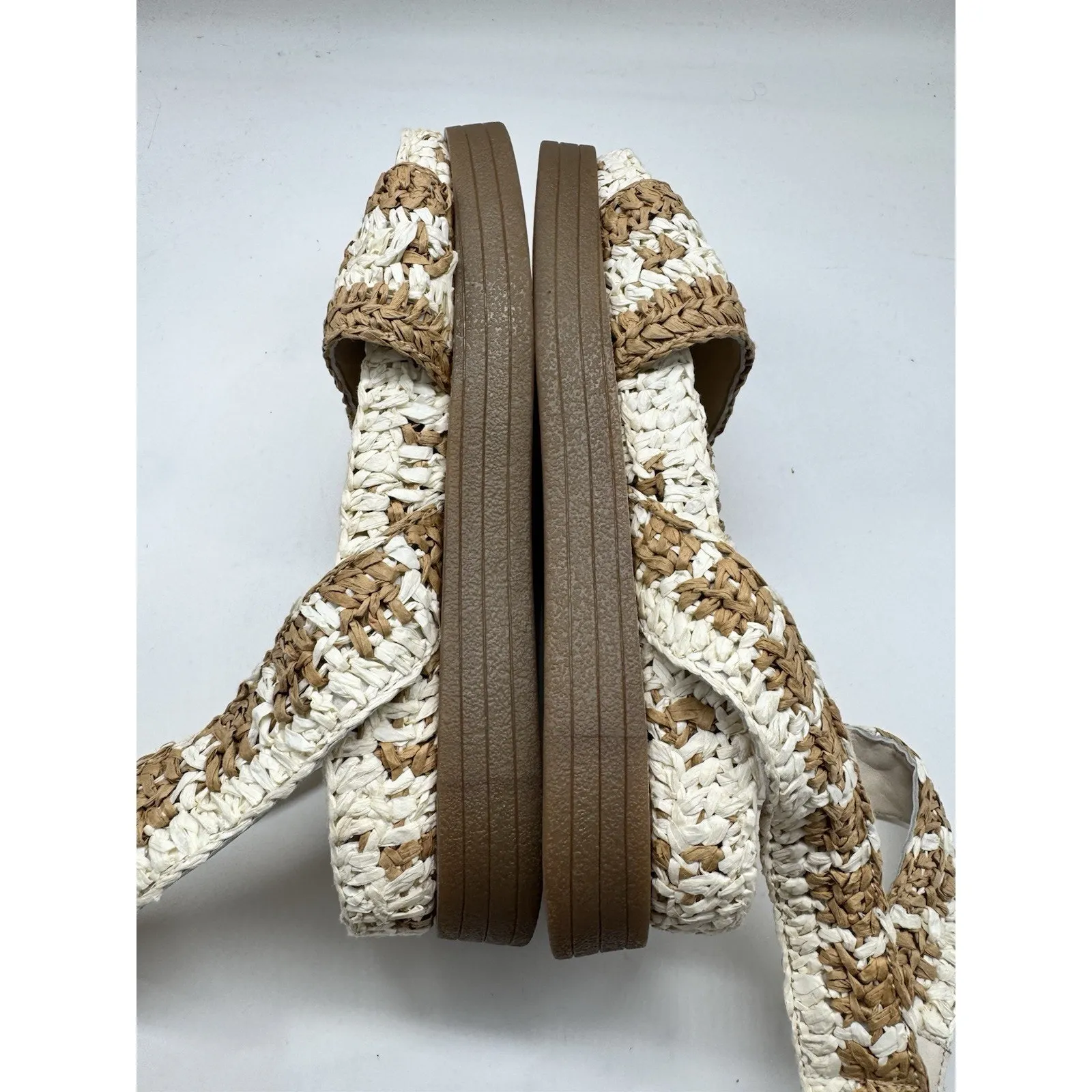 Free People Roma Raffia Sandals Size 8 Platform Bohemian Indie Woven Shoes - Image 8