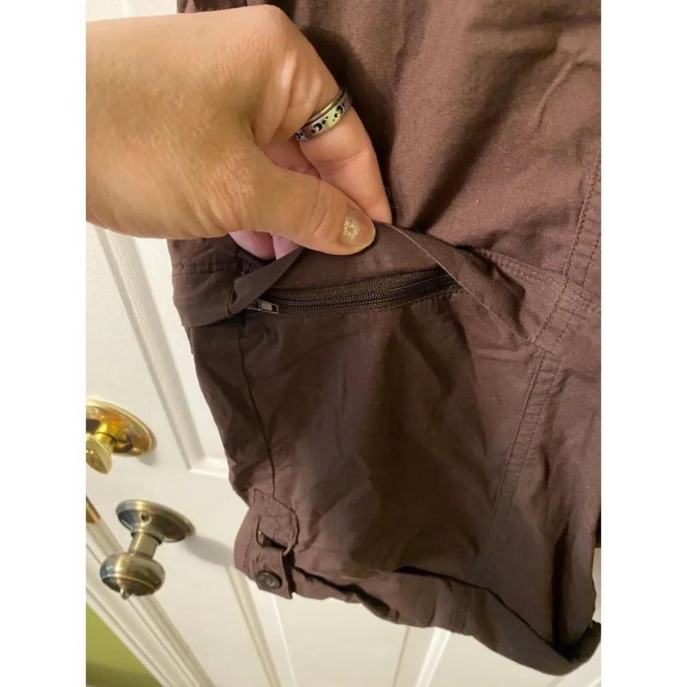 Danskin Now zip off capri pants into shorts size Large Brown - Image 4